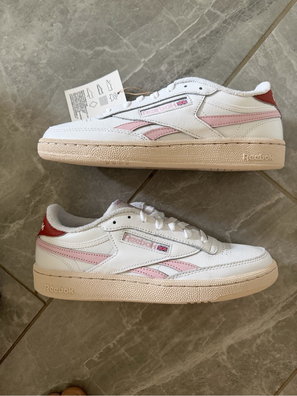 Reebok Club C Women's White & Pink Low-Top Leather Sneakers